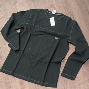 Old Navy Teal Green Long Sleeve Crewneck Top with Contrast Stitching NWT